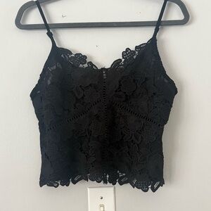 🌻Iris Elegant Flirty Black Lace Crop Top